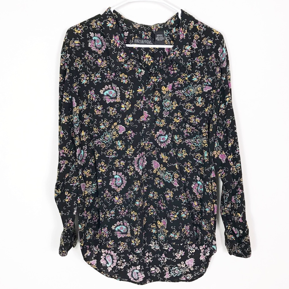 Vintage Generra Black Oversized Popover Tunic Top